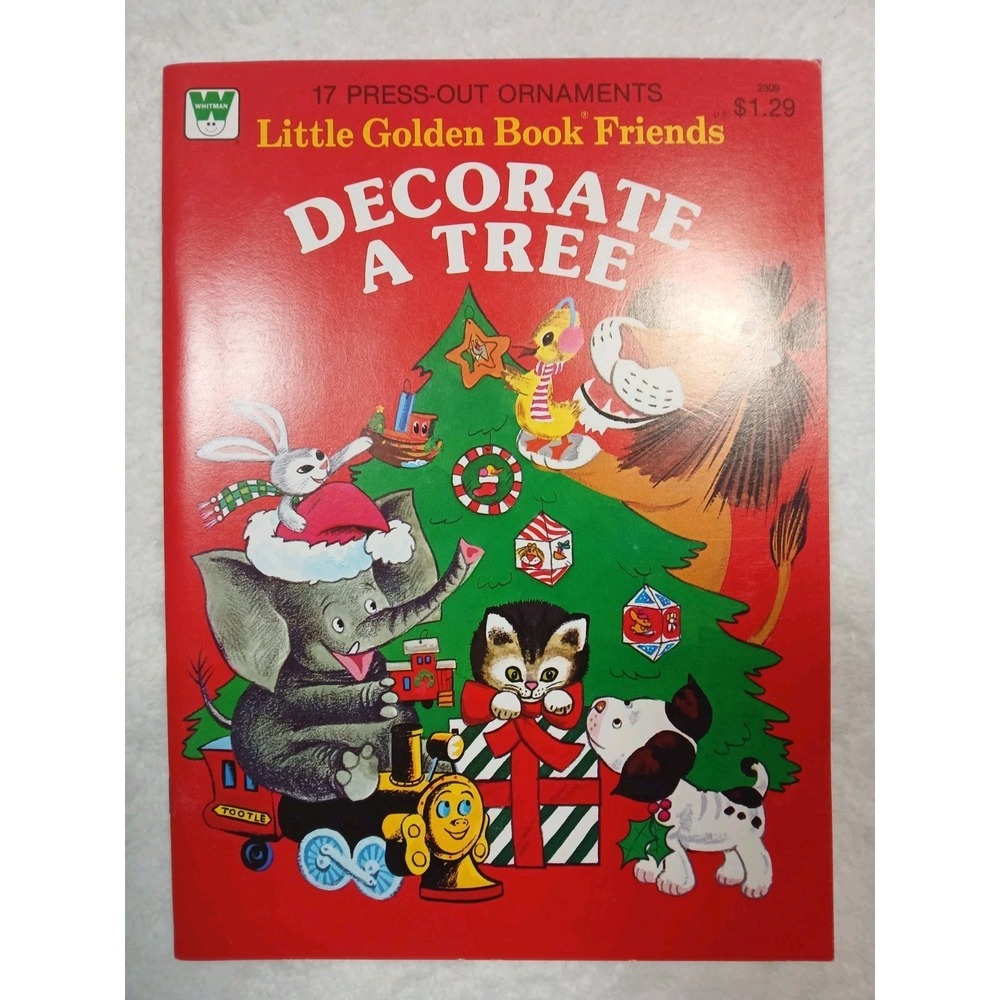 "Decorate a‎ Tree" Little Golden Book Friends; 17 Press-Out Ornaments-1982 NEW
